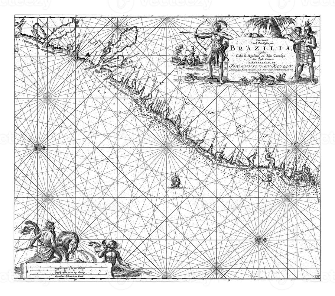 Passport map of part of the east coast of Brazil, Jan Luyken photo