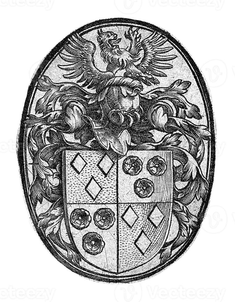 Coat of arms of the Van Heussen family, Hendrick Goltzius, 1579 - 1584 photo