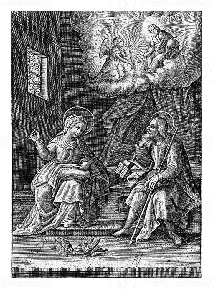 Mary tells Joseph about the Annunciation, Theodoor Galle possibly, 1581 - 1633 photo