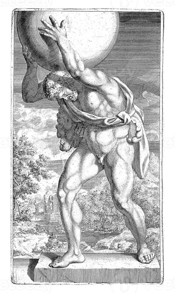 estatua de Hércules con el celestial bóveda foto