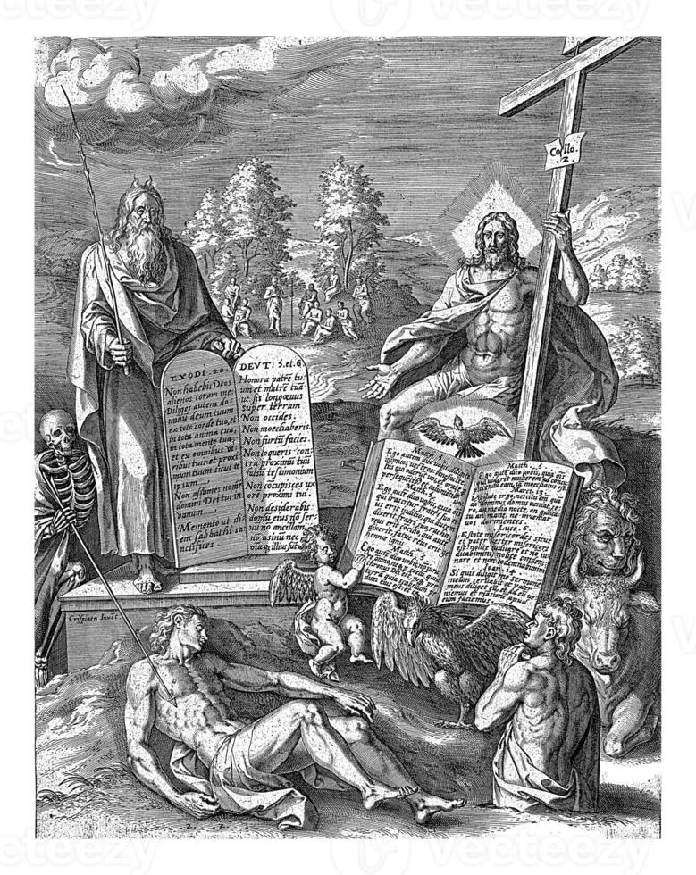 alegoría de el redención de humanidad, jerónimo wierix, después crispijn camioneta guarida broek, 1563 - antes de 1586 foto