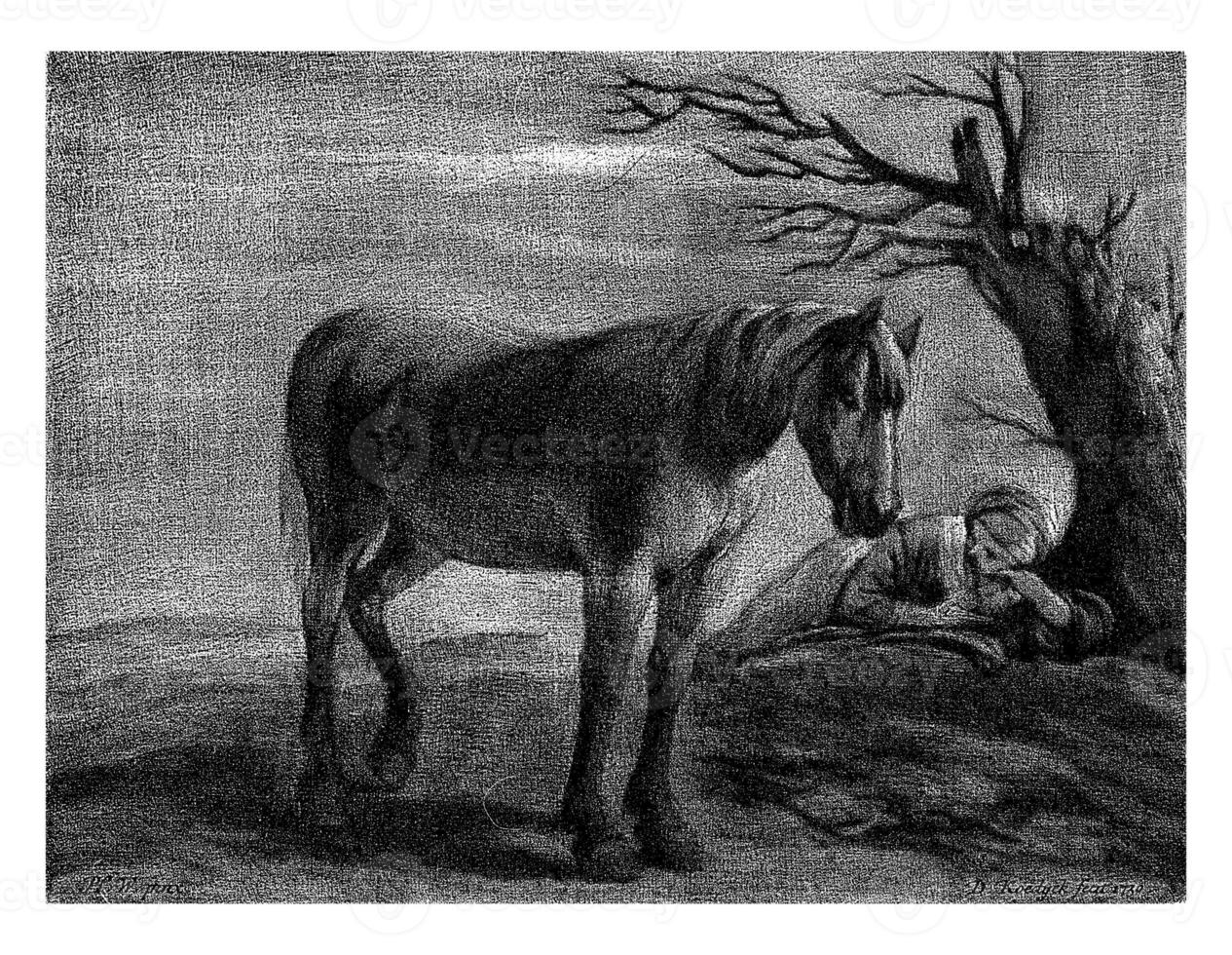 Landscape with a Horse and a Sleeping Woman photo