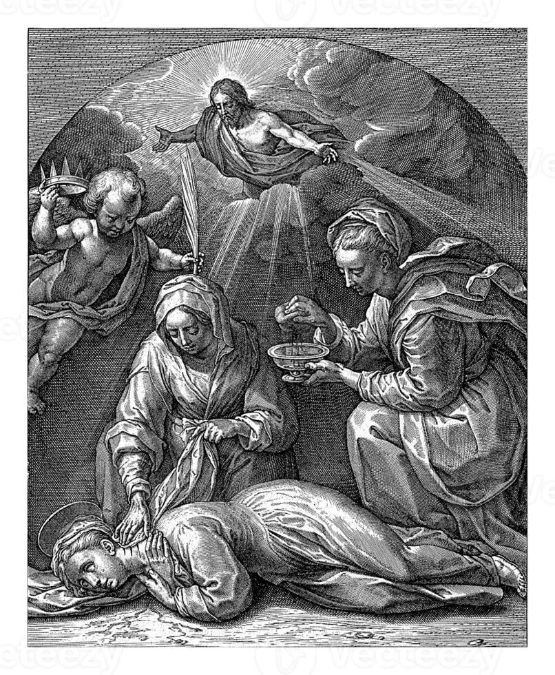 Death of Saint Cecilia, Hieronymus Wierix, after Francesco Vanni, 1599 - 1605 photo