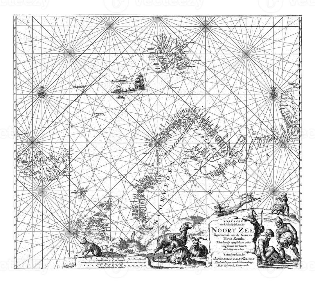 pasaporte mapa de el del Norte parte de el atlántico Oceano con el ártico océano, norte mar y báltico mar, ene luyken foto