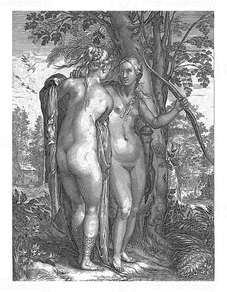 Diana and a Nymph in Front of a Tree photo