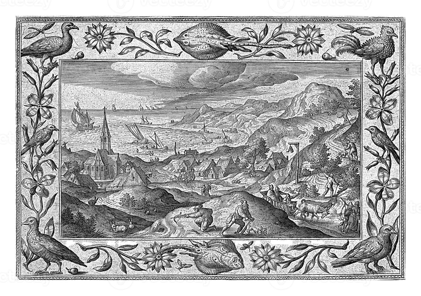 Rabbit Hunt vintage sketch photo