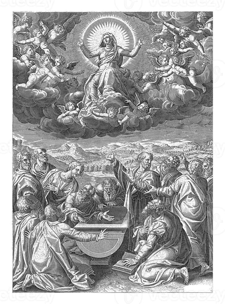 Assumption of Mary, Philips Galle attributed to workshop of, after Taddeo Zuccaro, 1547 - 1612 photo