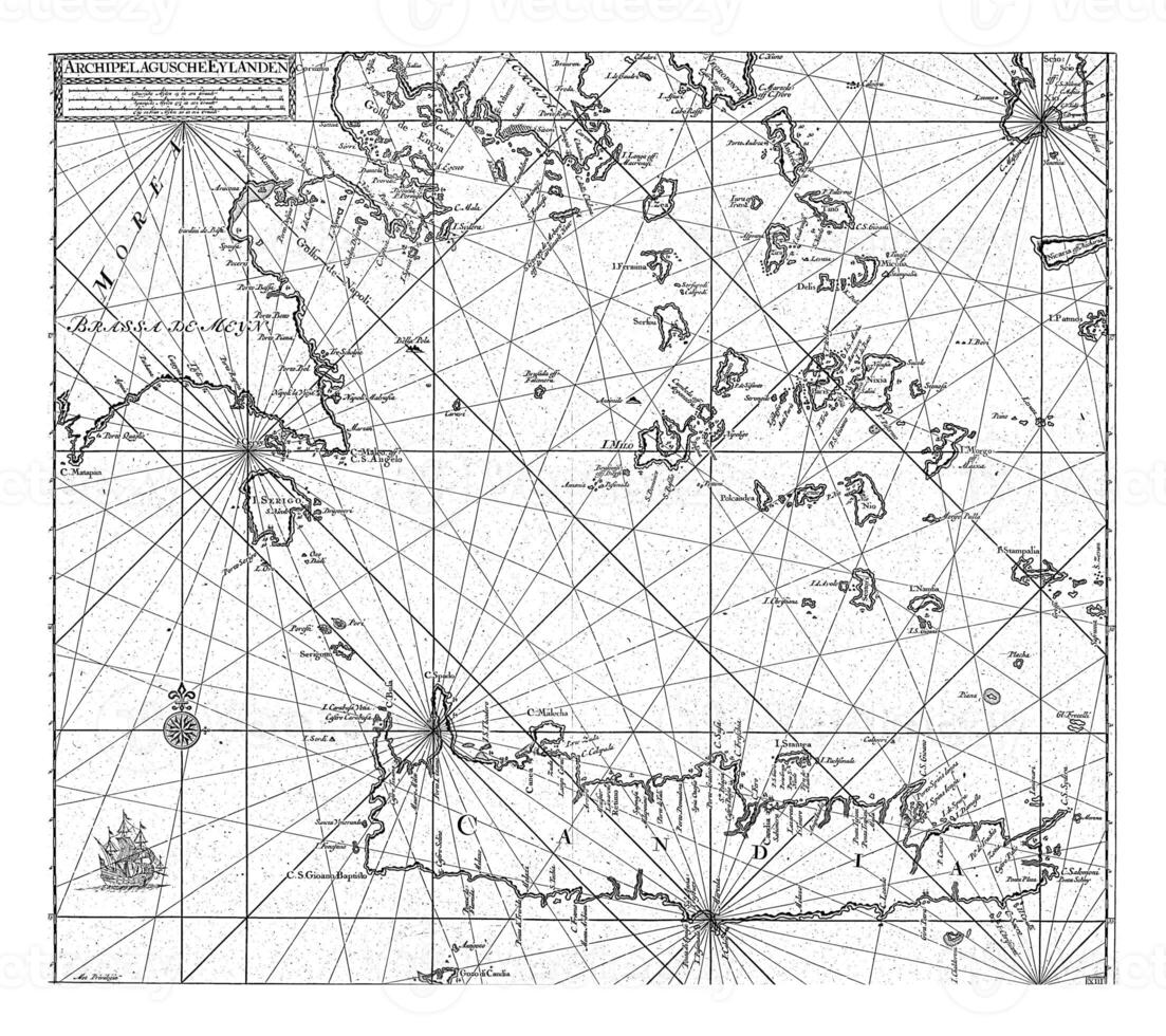 Passport map of the southern part of the Aegean with Crete, Jan Luyken photo