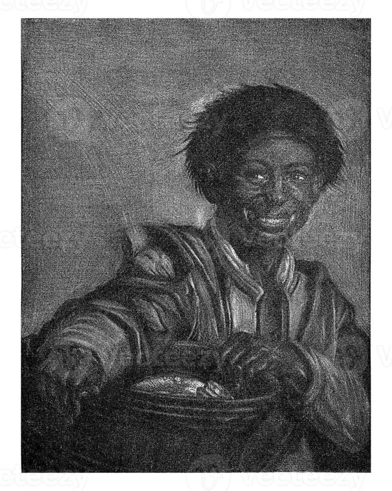 Laughing Boy with a Bucket of Fish photo