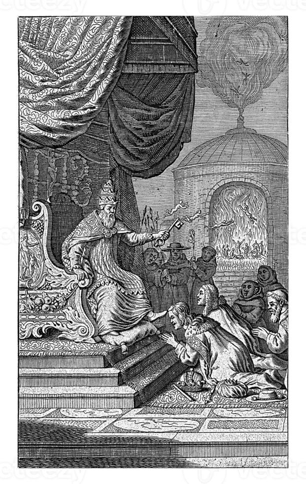 Secular monarchs kneeling before the pope photo