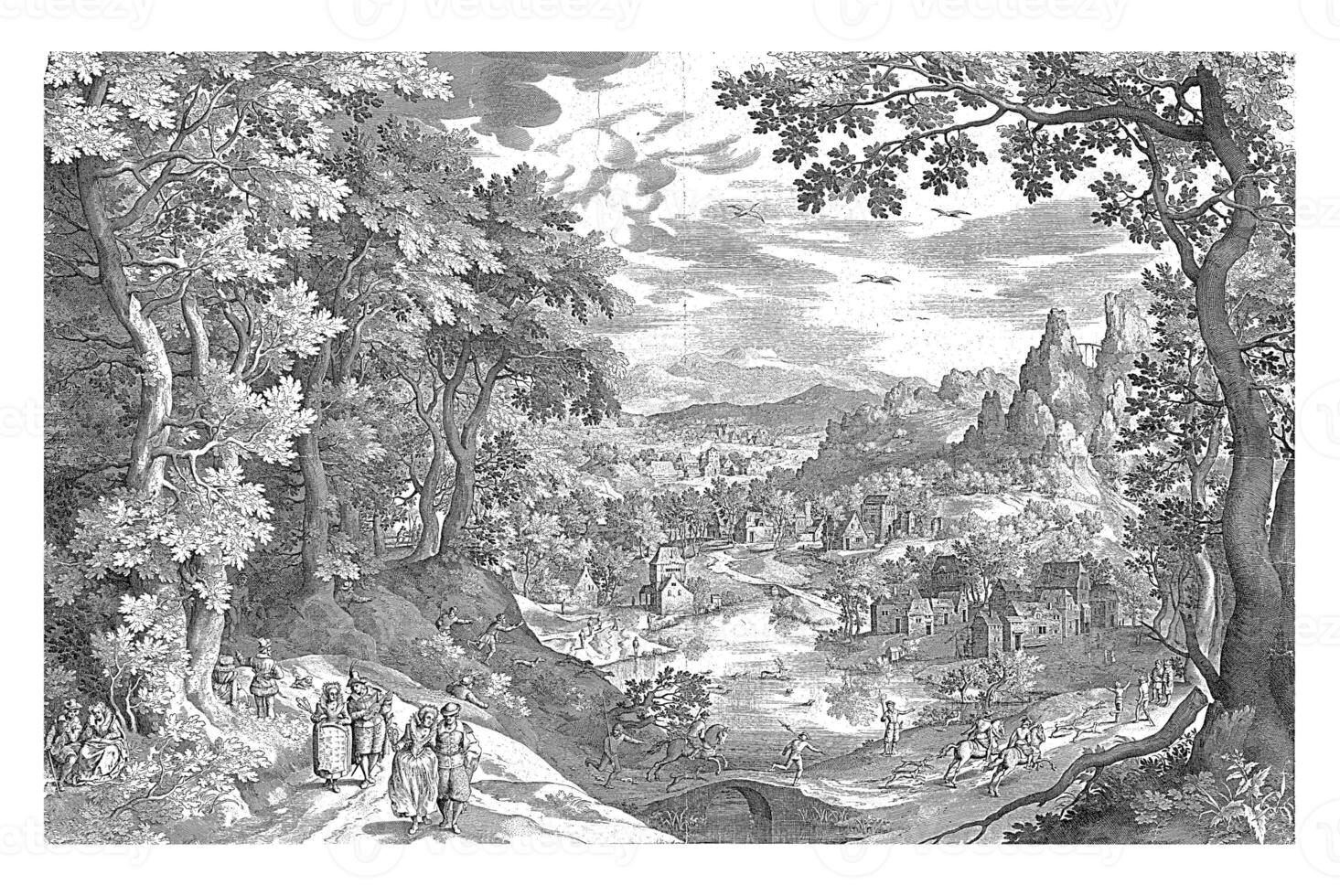 Landscape with Deer Hunting photo