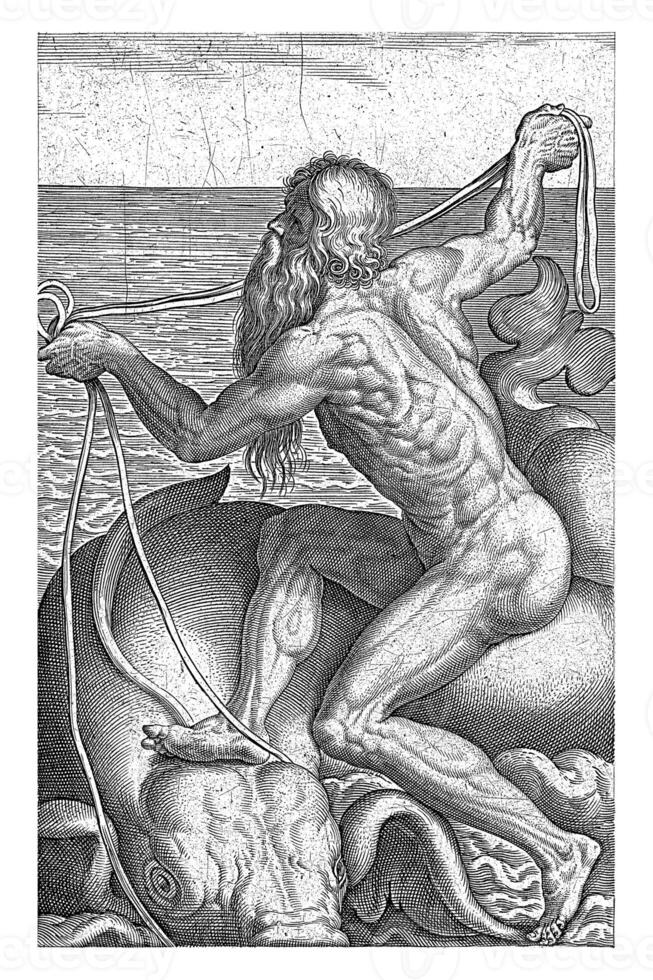 Sea god Oceanus, Philips Galle, 1586 photo