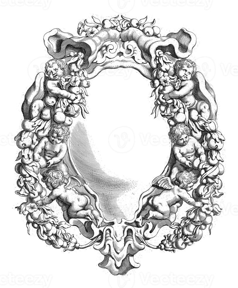 Cartouche with lobe ornament photo