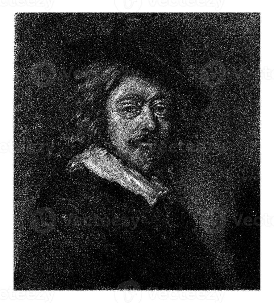 Portrait of Frans Hals wearing a hat, Cornelis van Noorde photo