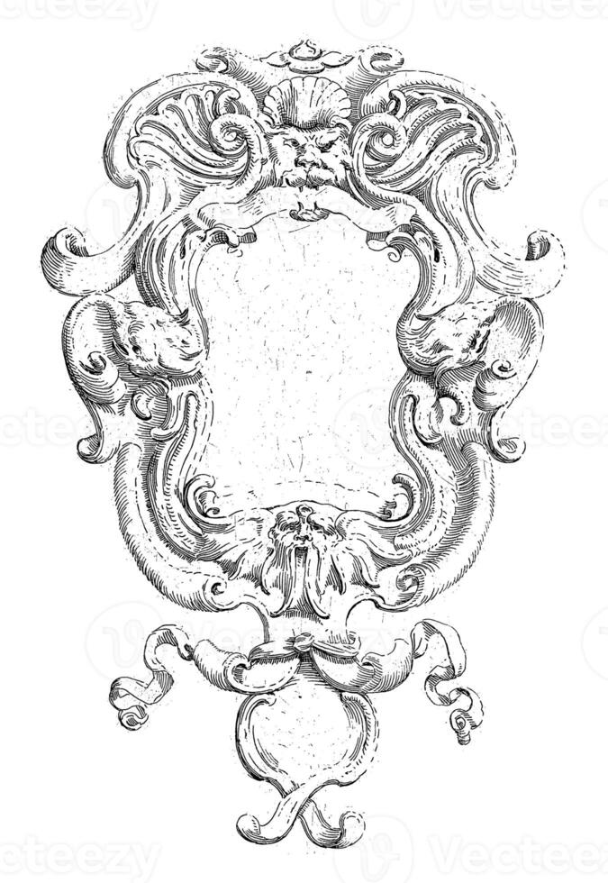 Cartouche with two masks photo