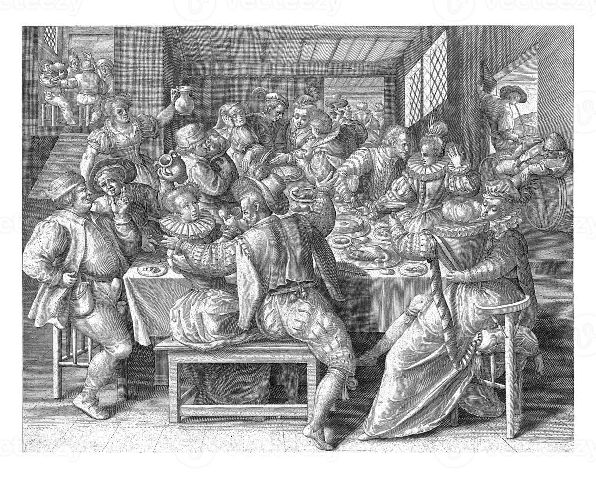 A House Full of Celebration, Nicolaes de Bruyn, after Maerten de Vos, 1581 - 1656 photo