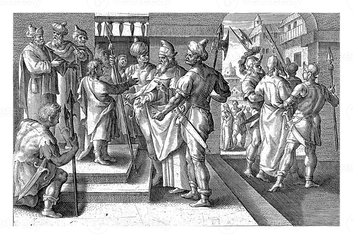 Daniel condemns the elders, Crispijn van de Passe I, after Maerten de Vos photo