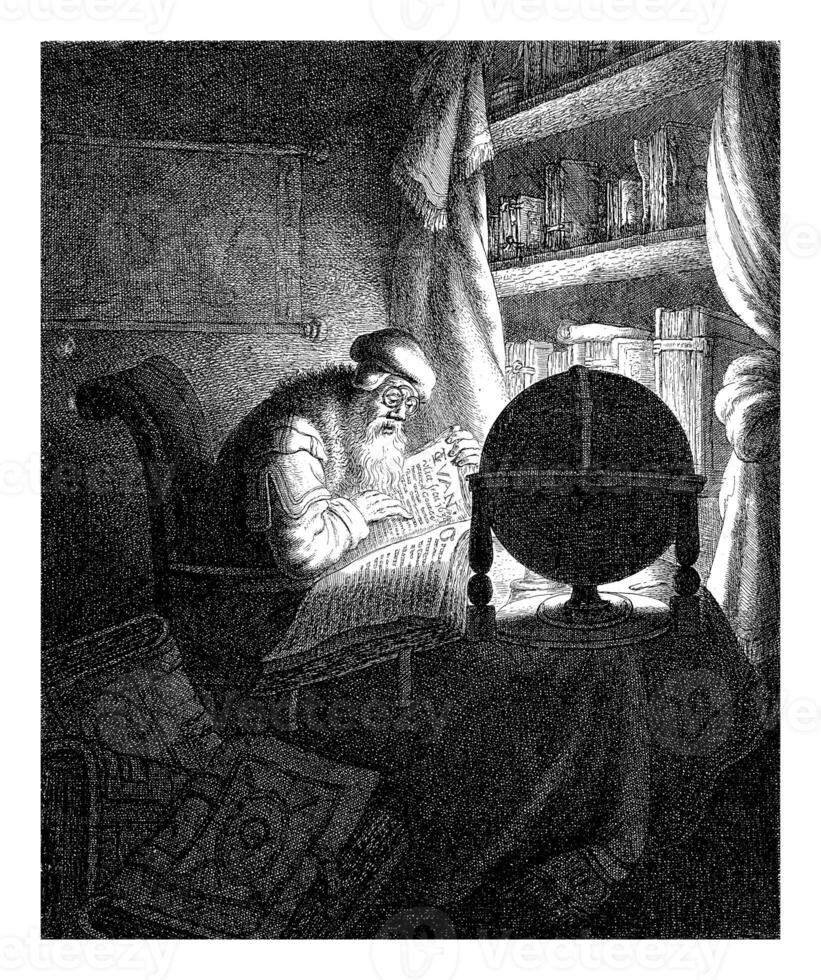 Man Reading with Glasses in a Study photo