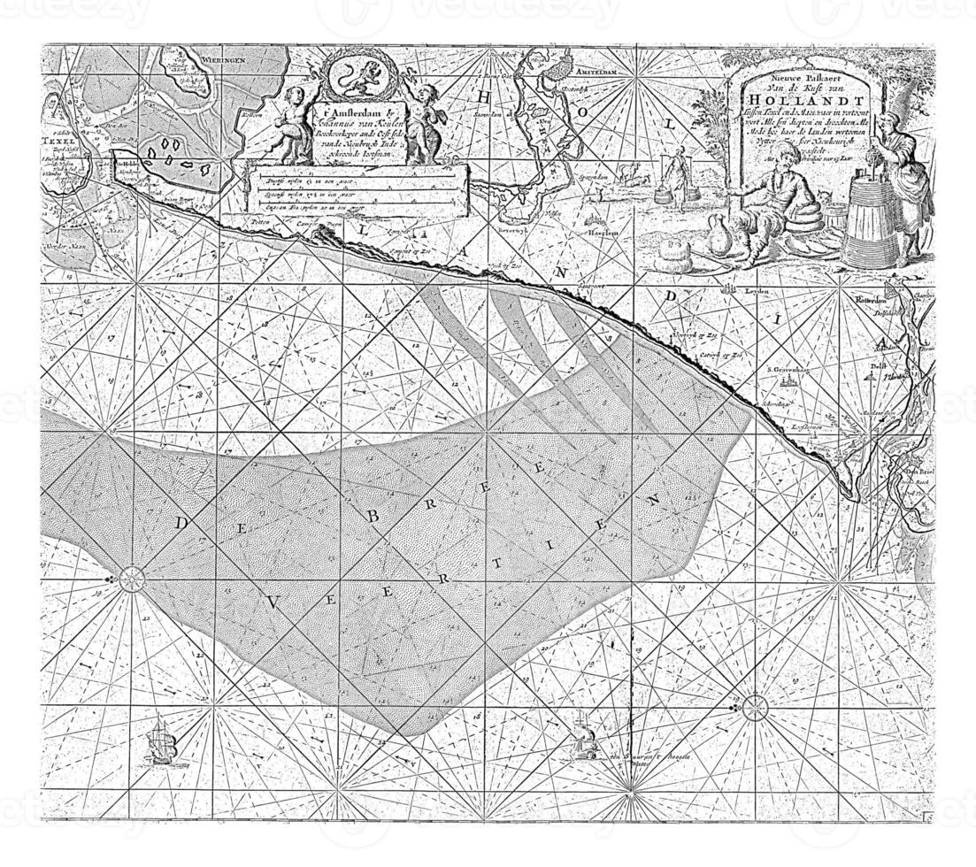 Passport map of the coast of Holland between Texel and the Maas, Jan Luyken photo