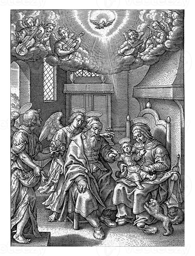 Maria on her mother Anna's lap, Hieronymus Wierix, 1563 photo