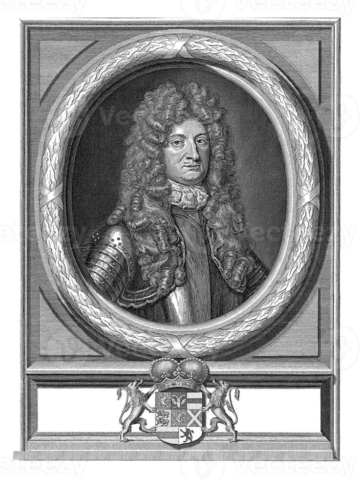 Portrait of Wolrat van Nassau-Usingen, Jacob Gole, after Netscher, 1673 - 1709 photo