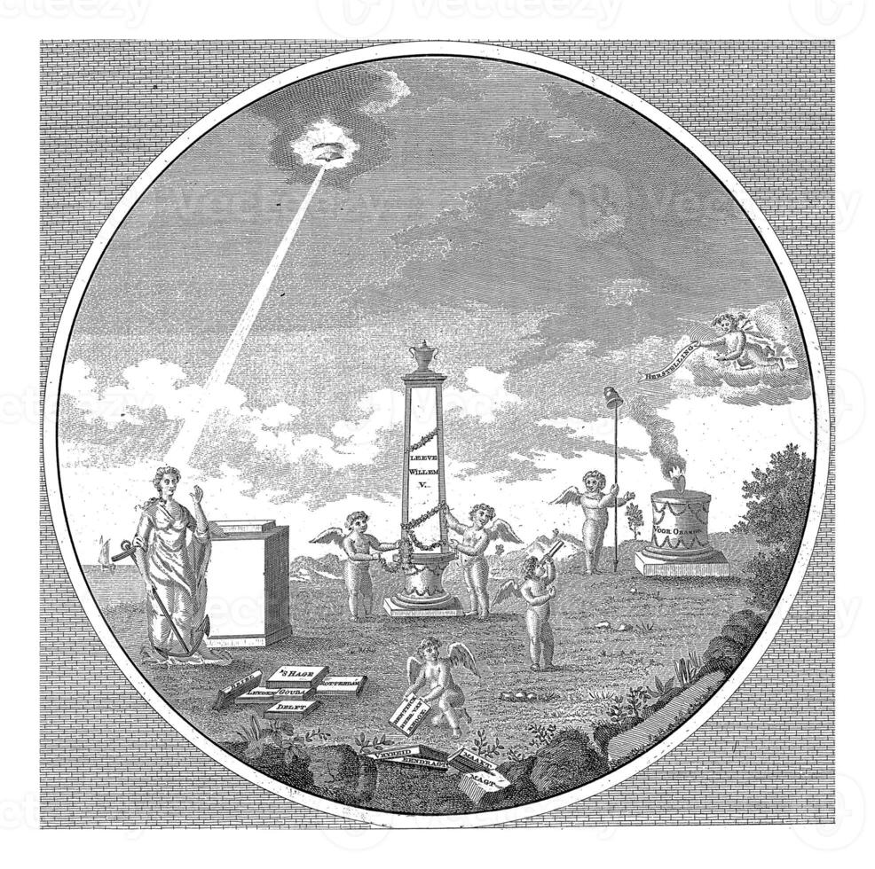 alegoría de el establecimiento de oprechte vaderlandsche sociedades en 1787 foto