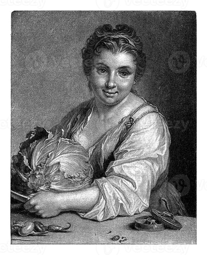 Young Woman with a Cabbage photo