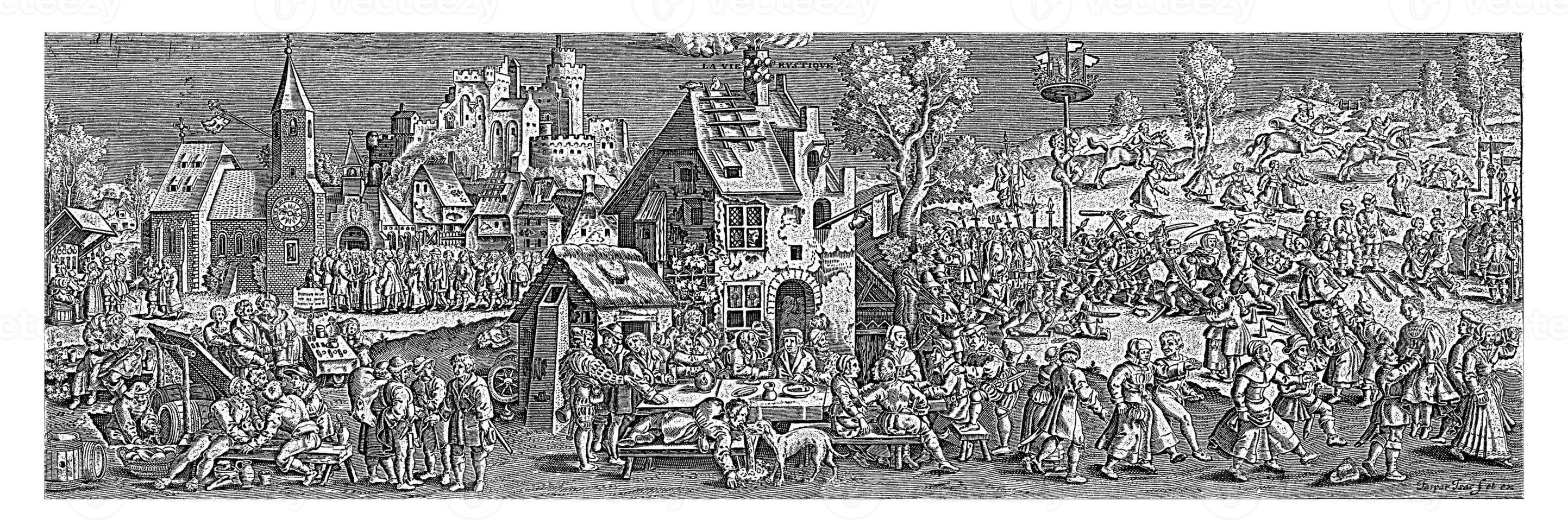 Scenes around an Inn, Jaspar de Isaac, after Hans Sebald Beham, 1564 - 1654 photo