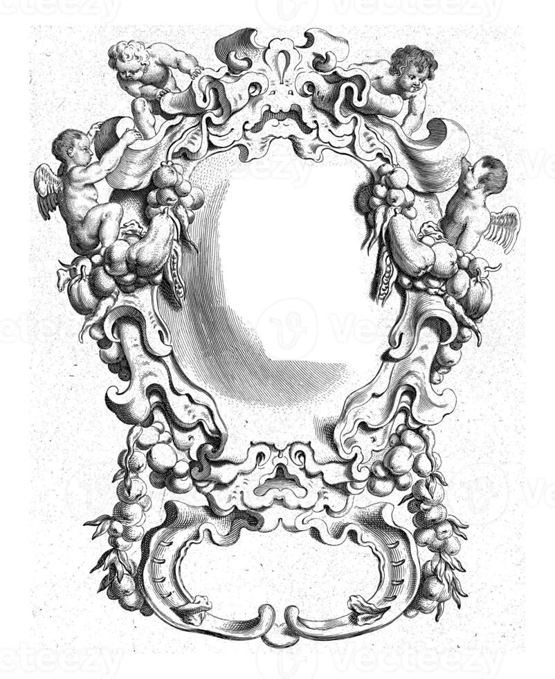 Cartouche with lobe ornament consisting of a large and a small compartment photo