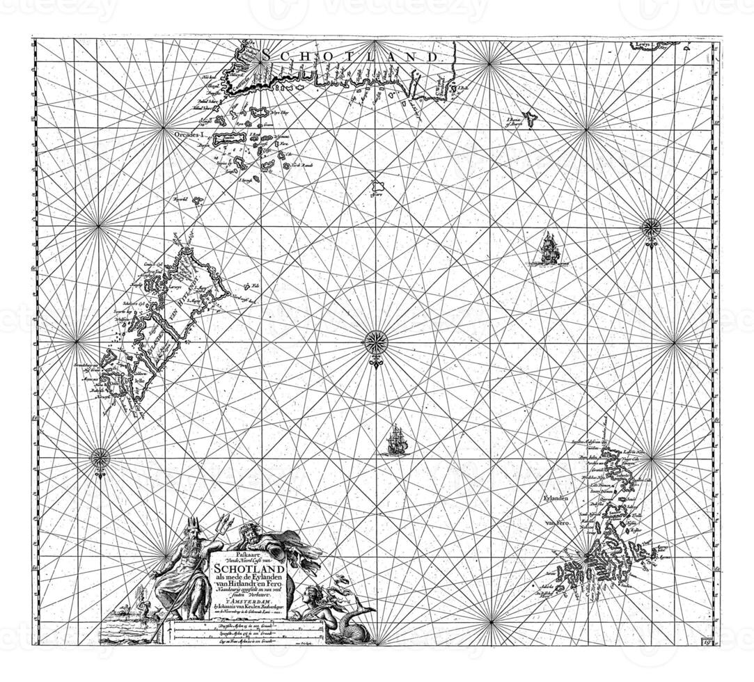 Passport map of part of the Atlantic Ocean with the Orkney Islands, Jan Luyken photo