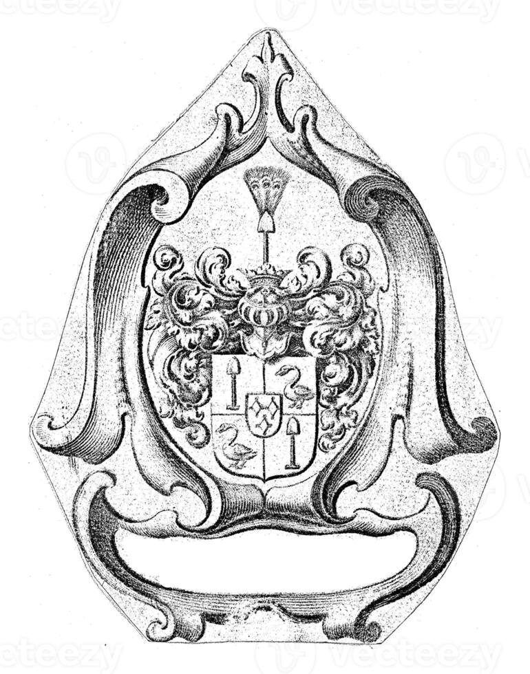 Lobe cartouche with coat of arms of the De Graeff family photo