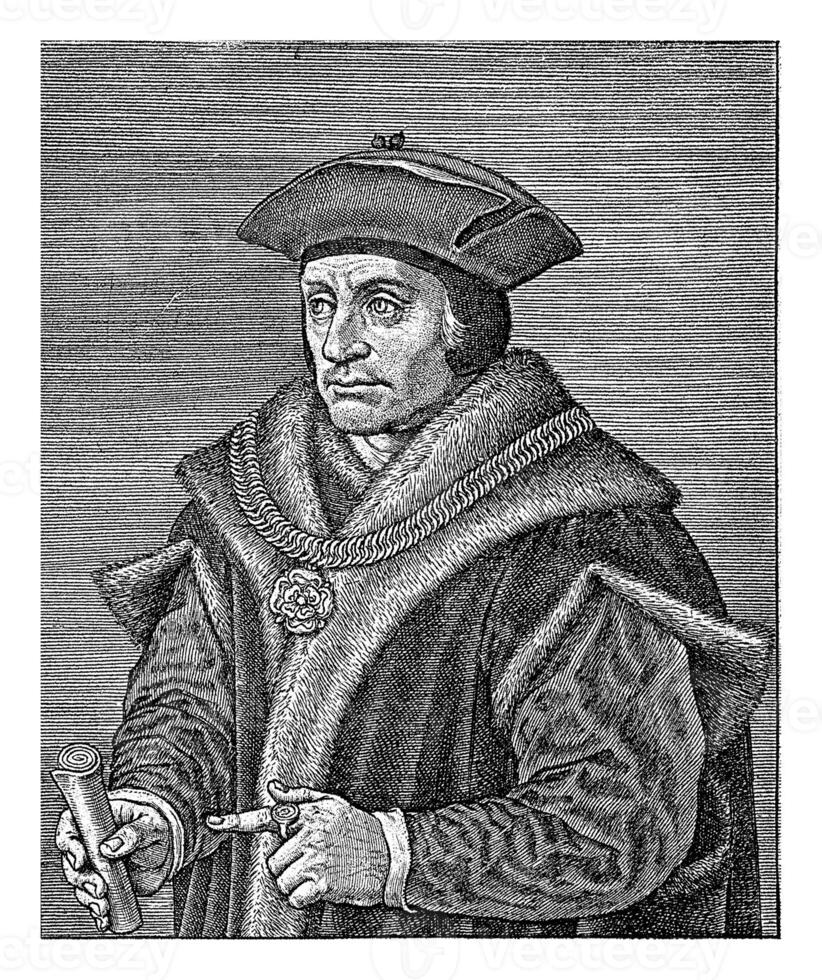 Portrait of Thomas More, Antonie Wierix II, 1550 - 1600 photo
