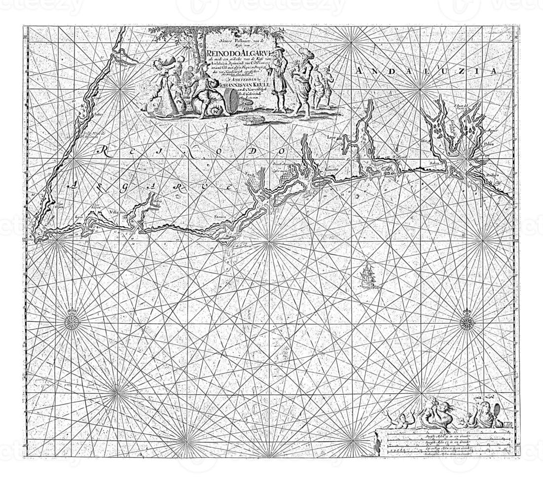 Sea chart of part of the south coast of Portugal and Spain with the Algarve and Andalusia, Jan Luyken photo