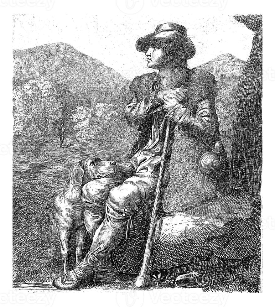 Resting Shepherd with Dog photo
