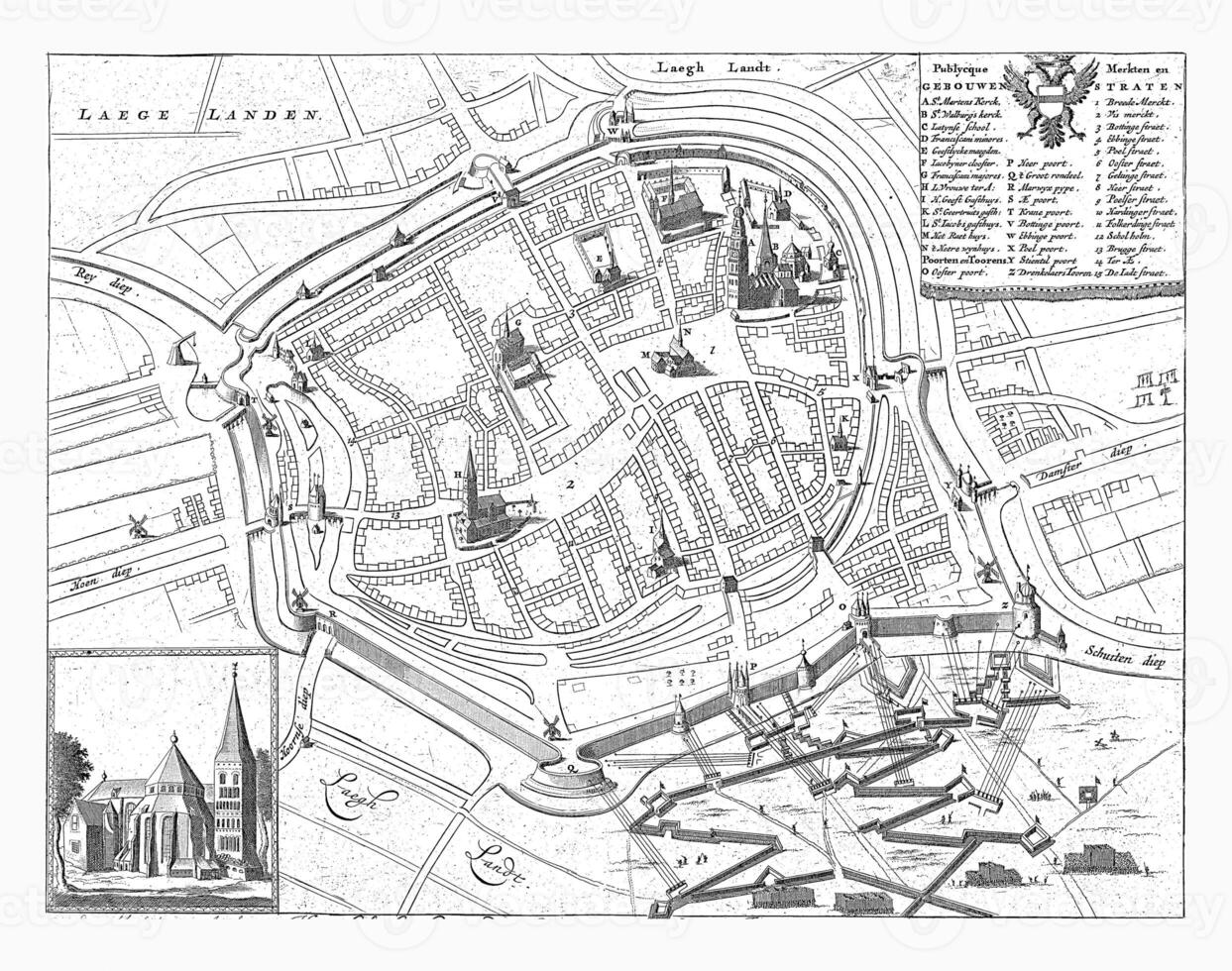 Map of the city of Groningen during the siege of 1594, Jan Luyken photo