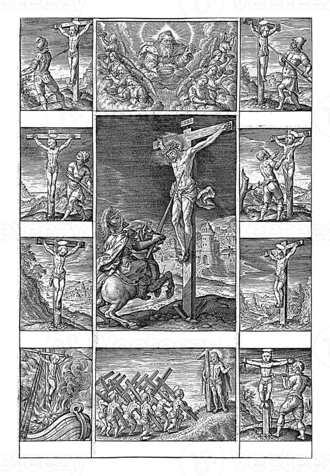 Christ on the Cross and the Lance Bearer, Hieronymus Wierix, 1597 photo