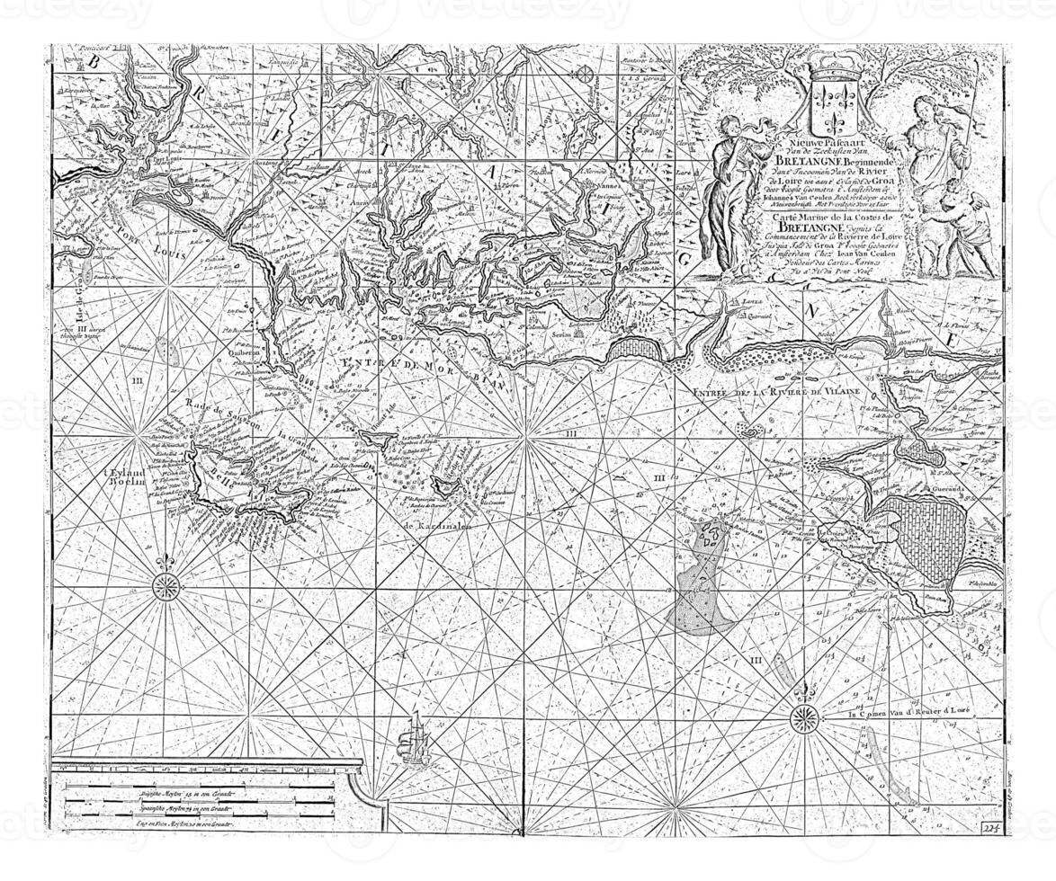 Passport map of the coast of France between the island of Groix and the commune of La Baule-Escoublac, Jan Luyken photo