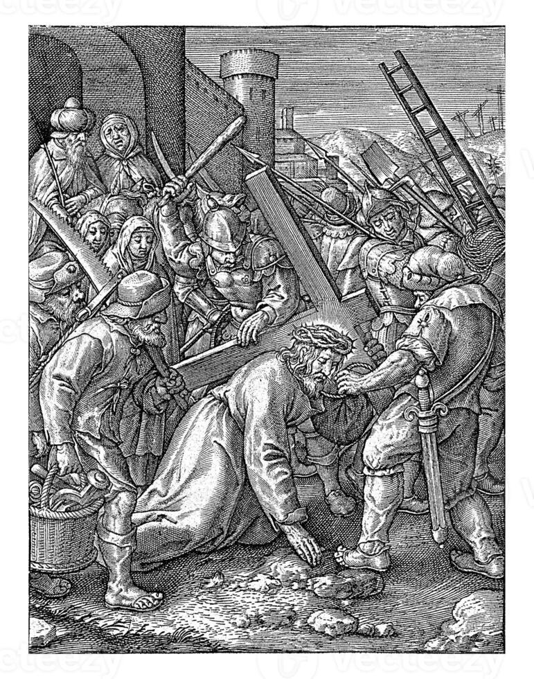 que lleva el cruz, jerónimo wierix, 1563 foto