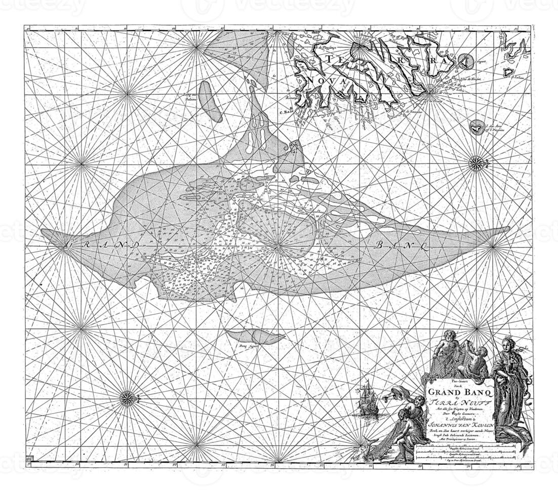 Passport map of the Grand Banks near Newfoundland, Jan Luyken photo