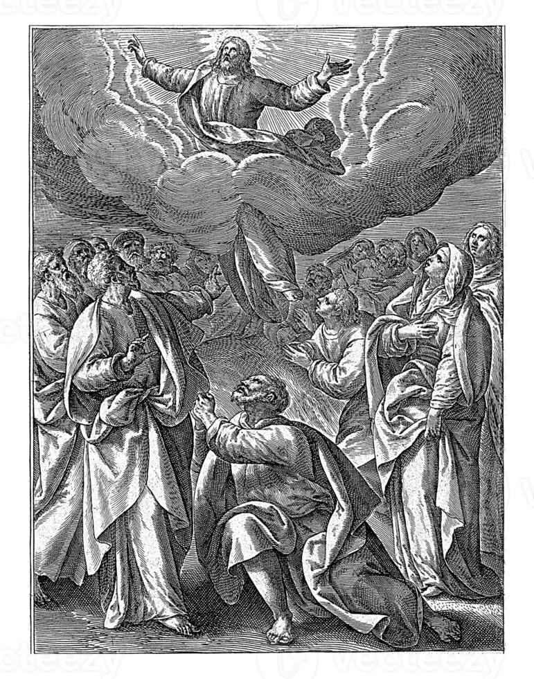 Ascension of Christ, Hieronymus Wierix, after Maerten de Vos, 1563 - before 1586 photo