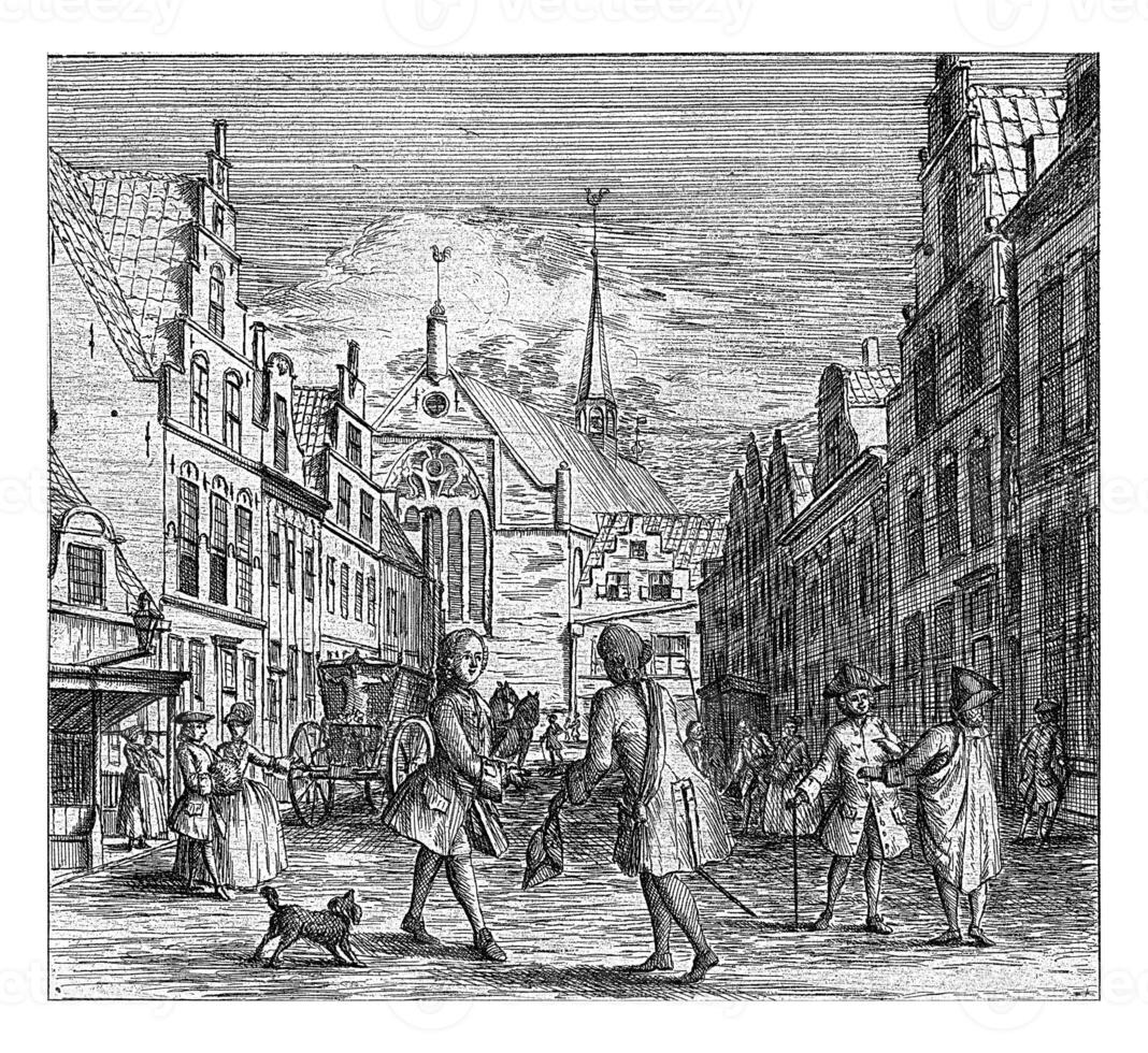 Street with various figures photo