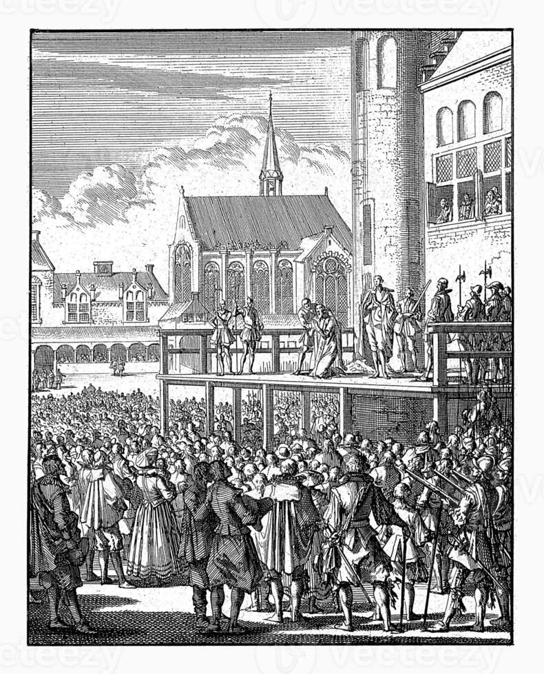 Johan van Oldenbarnevelt kneels on the scaffold photo