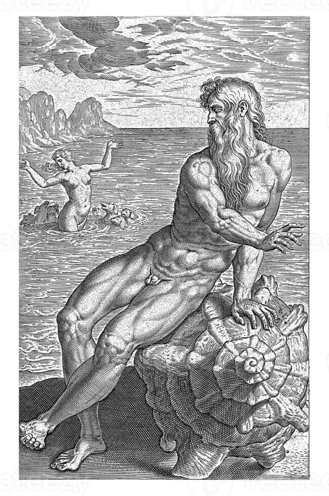 Sea god Glaucus, Philips Galle, 1586 photo