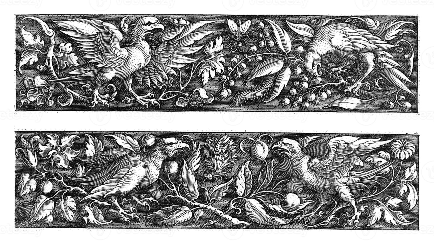 Two friezes, both with birds of prey, Michiel le Blon, c. 1611 - c. 1625 photo