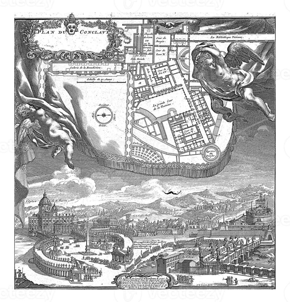 Floor plan and view of the Vatican, Jan van Vianen, 1670 - 1736 photo