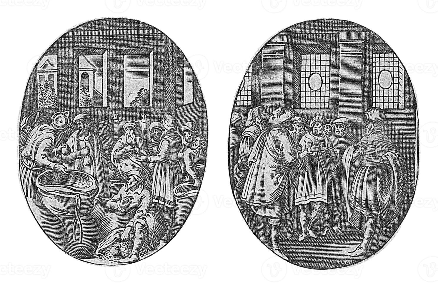 Joseph's Brothers Discover Bags of Money  Joseph Makes Himself Known to His Brothers, Hans Janssen, 1615 - 1651 photo