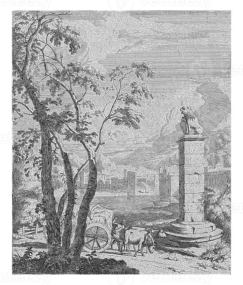 Landscape with a Harvestman and a Monument photo