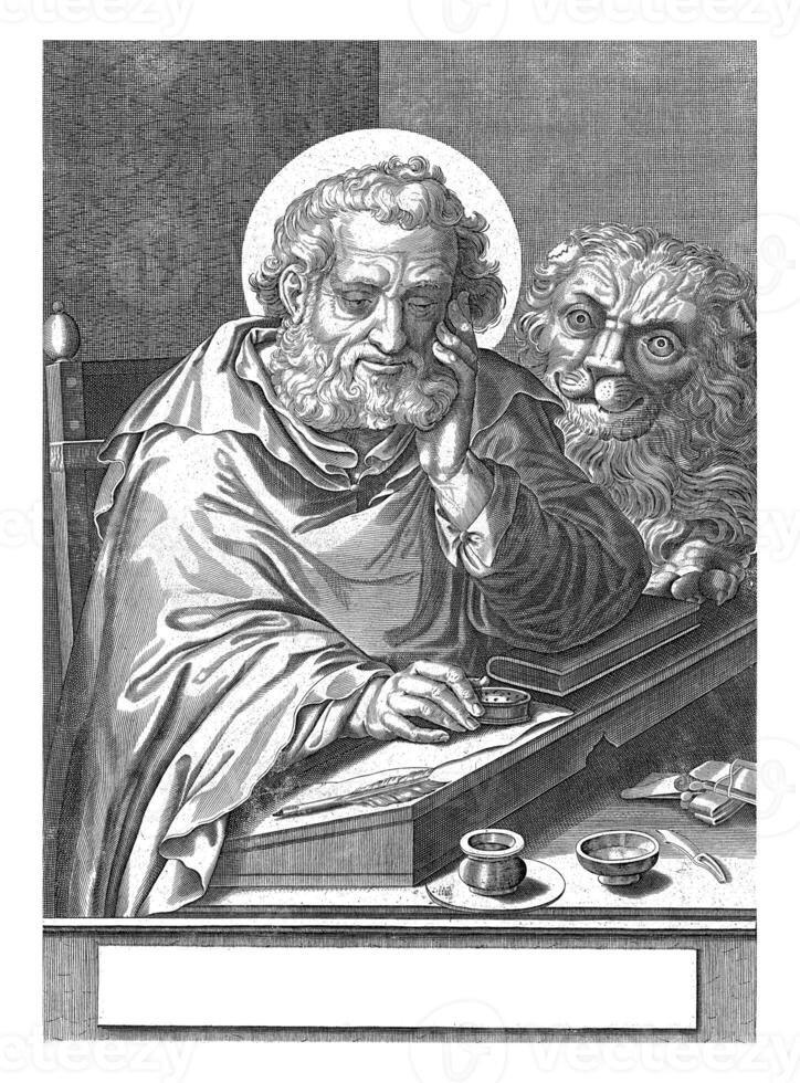 Marcus the evangelist, Francois van den Hoeye, after Egbert van Panderen, 1601 - 1636 photo