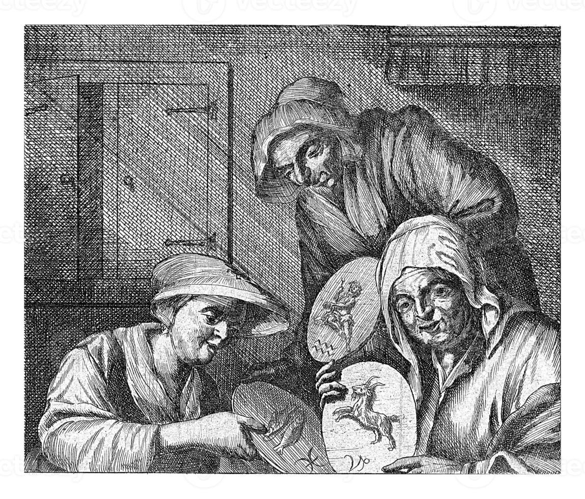 Interior with three peasant women photo