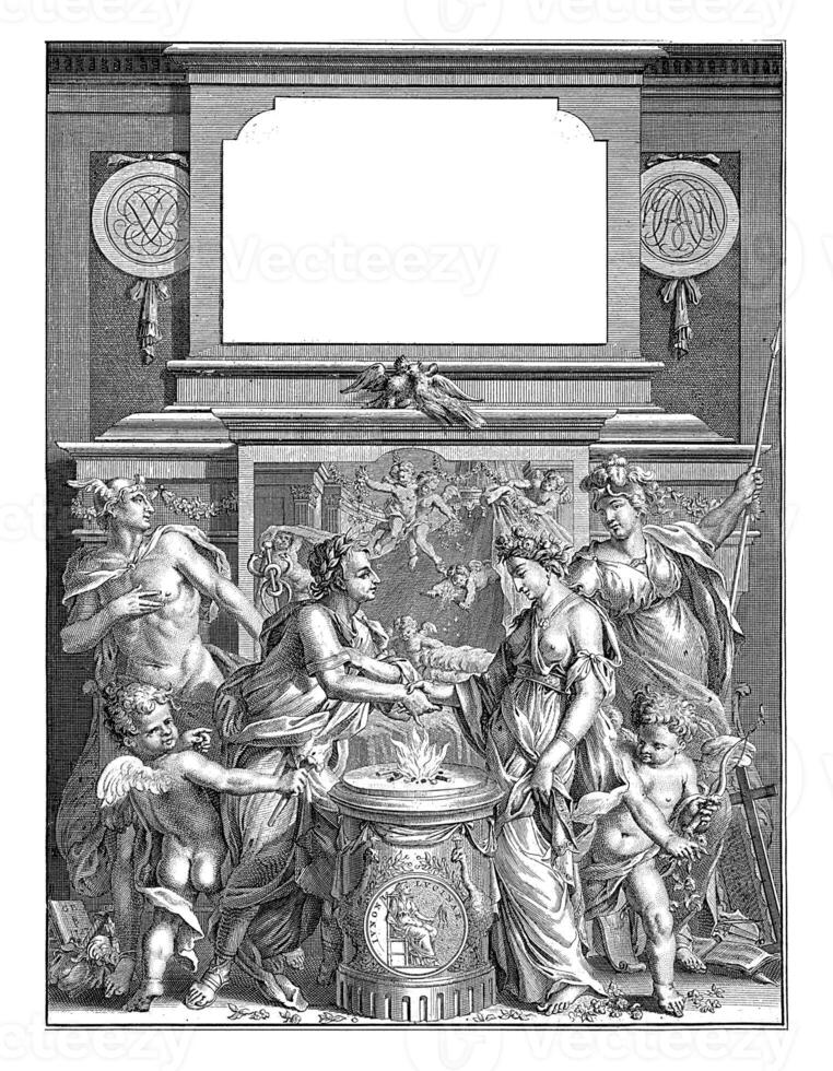 Allegory of the marriage union between Jacob Brandt and Maria Beudeker photo